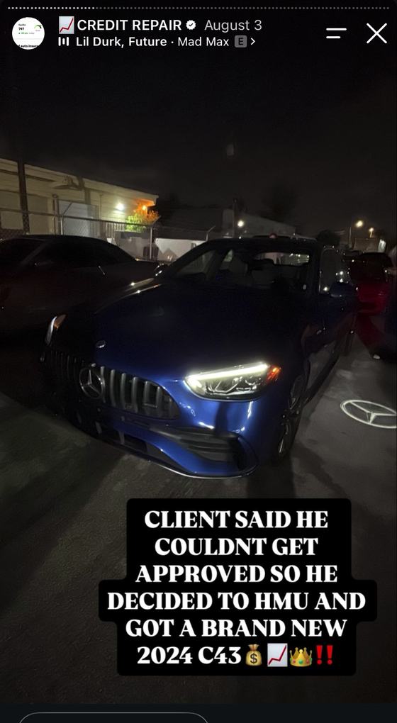 Client approved for a 2024 Mercedes C43